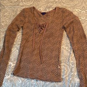 Long sleeve mesh top